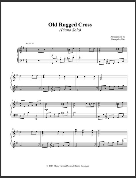 The Old Rugged Cross Piano Solo Sheet Music Two Birds Home