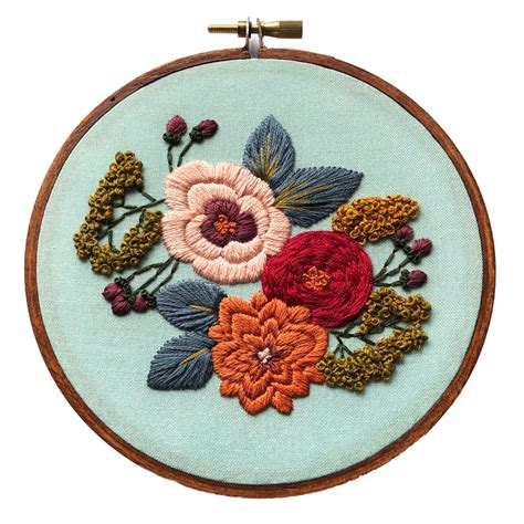 Hand Embroidery Kit for Beginners - Charlotte (mint) - Hoffelt & Hooper Co