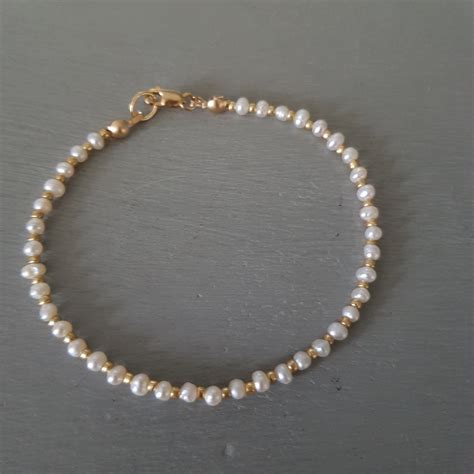 Small Freshwater Pearl Bracelet K Gold Fill Or Sterling Silver Tiny
