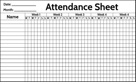 Free Printable Attendance Sheets For Teachers