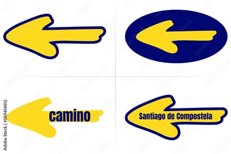 Traditional Camino Yellow Arrow Symbol With Dark Blue Directional Sign