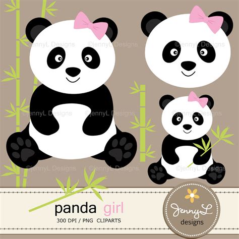 Panda Bear Girl Digital Papers And Panda Clipart Bamboo