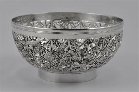Chinese Export Silver Pierced Bowl Marked With A Chinese Makers Mark On The Base Circa 1890