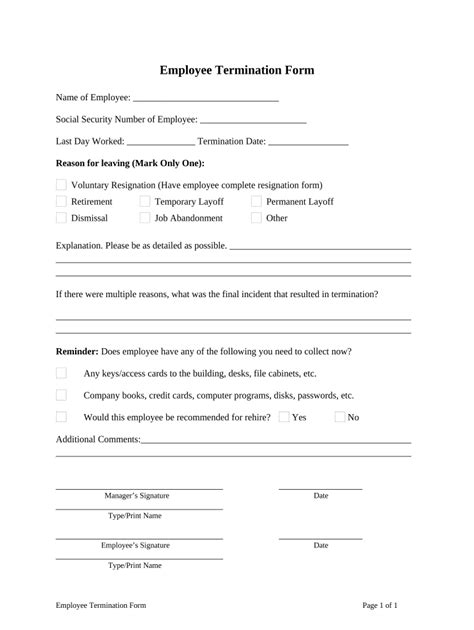 Free Employee Termination Forms In Ms Word Pdf Excel Hot Sex Picture