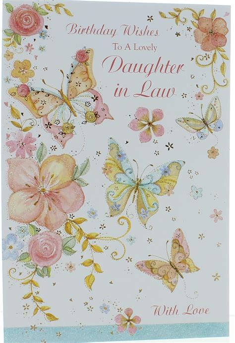 Greetings Daughter In Law Birthday Card Floral Butterflies With
