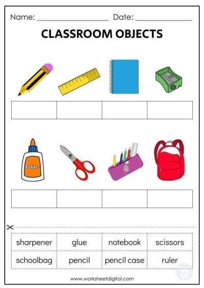 Classroom Objects W1 Worksheet Digital