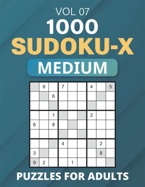 Medium 1000 Sudoku X Puzzles For Adults 1000 Unique Original X Sudoku