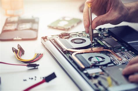 Technician Repairing Laptop Computer Closeup Stock Photo Download