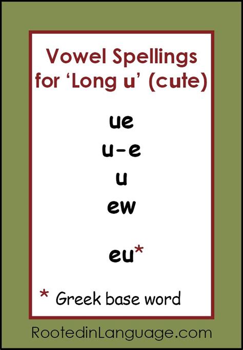 Vowel Spellings Long U Vowel Chart English Spelling Spelling Rules