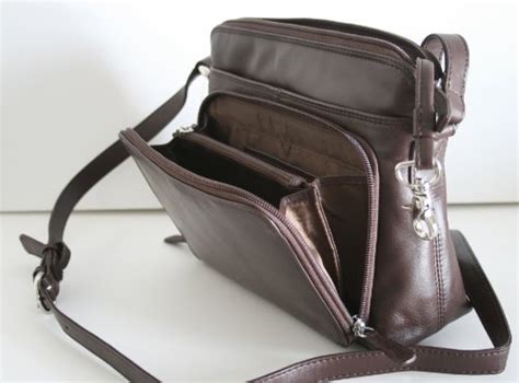 Genuine Soft Leather Cross Body Bag With Front Organizer Wallet Brown