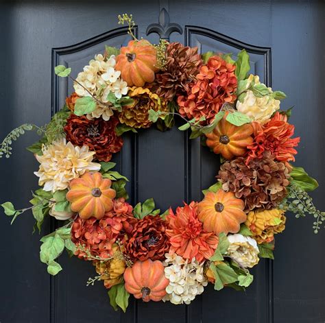 Autumn Wreaths Fall Hydrangea Wreath Fall Wreaths Fall Etsy