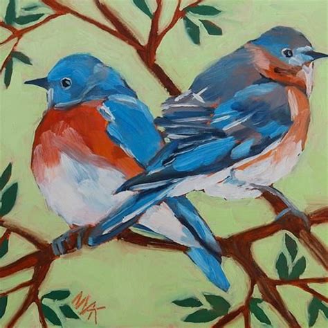 Daily Paintworks 2 Bluebirds Original Fine Art For Sale Mary