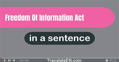 Use Freedom Of Information Act In A Sentence