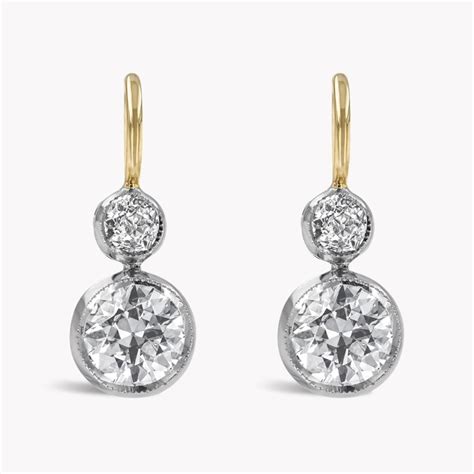 Edwardian Inspired Old And Transitional Cut Diamond Drop Earrings