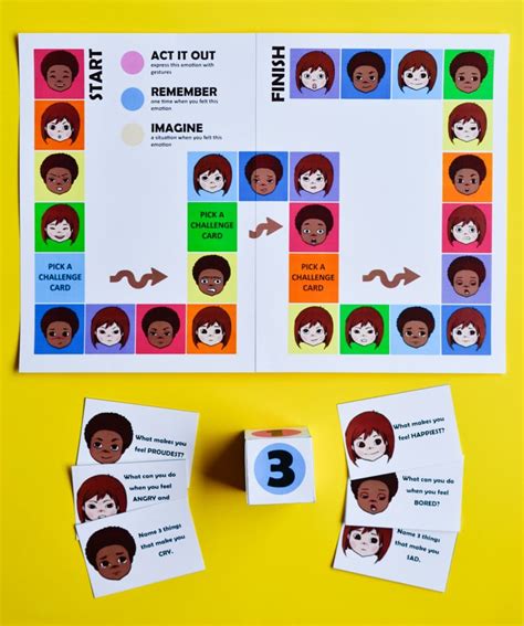 Printable Board Game For Kids To Learn About Emotions