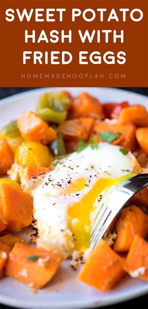 Sweet Potato Hash With Fried Eggs Tender And Delicious Sweet Potato