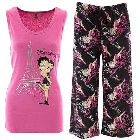 Betty Boop Oh La La Pink Capri Pajamas For Women Pajamas Women Betty