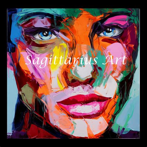 Hand Painted Abstract Francoise Nielly Designer Cool Face