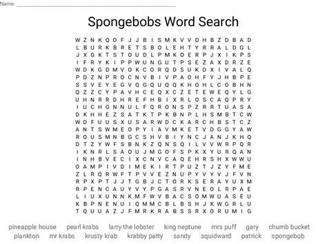 Can you answer the specific questions about the spongebob episode, 'club spongebob?' test your knowledge on this television quiz and compare your score to others. Spongebobs Word Search - WordMint