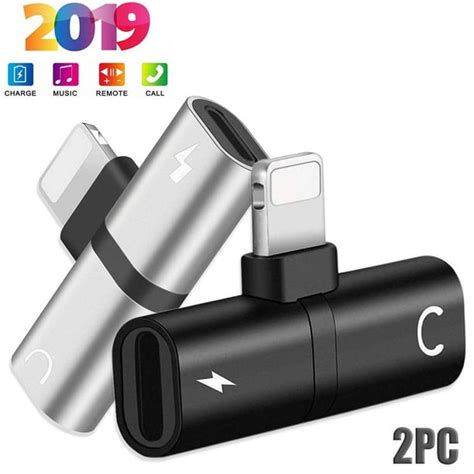 2 Pack Dual Jack Adapter For Iphone Simyoung 2in1 Lightning Adapter