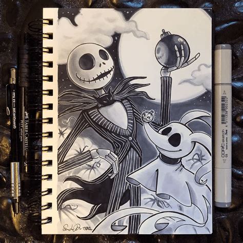 15 Inktober 2019 Ink Drawings Jack Skellington Drawing Nightmare