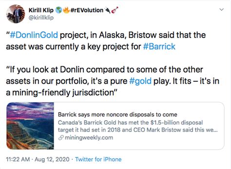 Kirill Klip Mark Bristow Donlin Gold Is A Key Project For Barrick