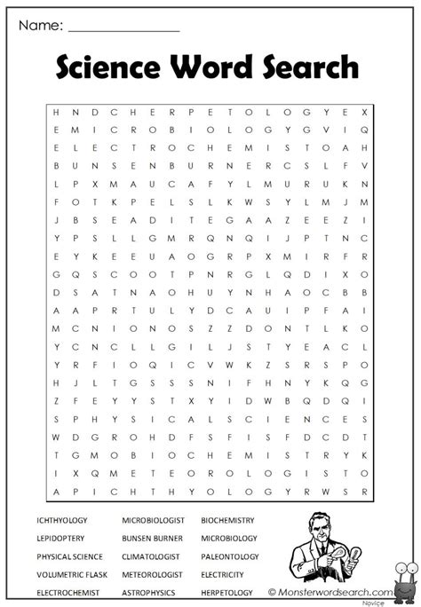 Science Word Search Monster Word Search