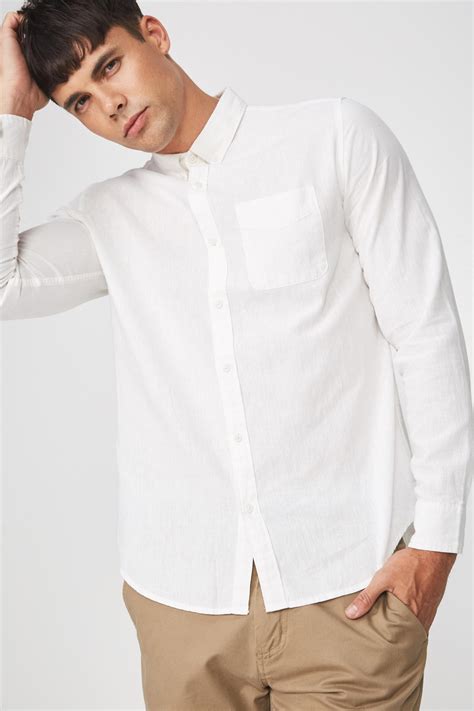 Premium Linen Cotton Long Sleeve Shirt White Cotton On Shirts