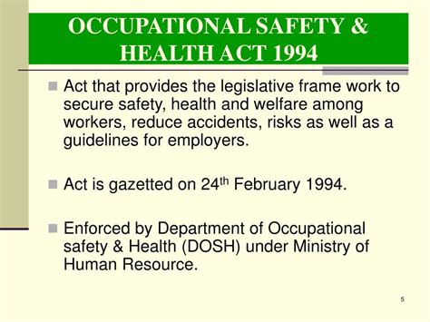 Occupational Health And Safety Act 1994 Pdf Execution Of The