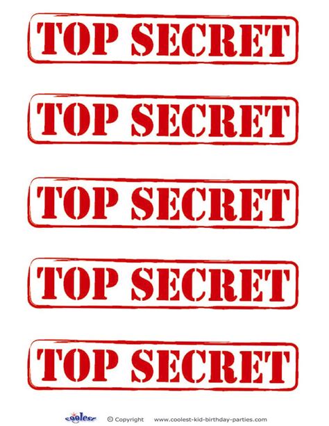 Printable Top Secret Signs Detective Party Secret Agent Party Spy