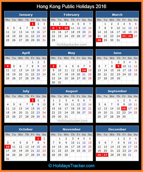 Hong Kong Public Holidays 2016 Holidays Tracker