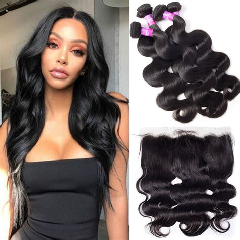 Brazilian Body Wave Hair 4 Bundles With Lace Frontal