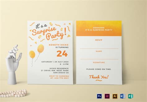 Surprise Birthday Party Invitation Design Template In Psd Word