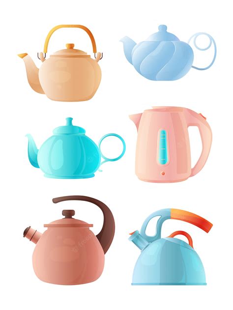 Premium Vector Cartoon Kettles Big Set Of Various Teapots