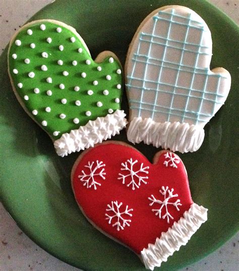 Christmas Mittens Decorated With Royal Icing Christmas Sugar Cookies