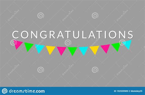 Congratulations Banner Congratulate Text With Colorful Bunting Flags