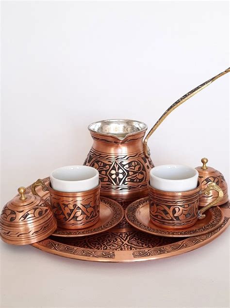 Turkish Coffee Set Copper Coffee Pot Arabic Coffee Set Etsy Turkish