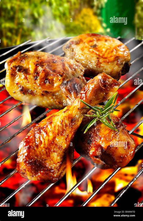 Barbecue Chicken Legs And Thighs On A Bbq Grill Stock Photo Royalty Free