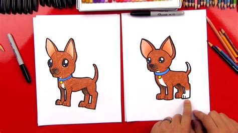 Add the ear by drawing a curved line above the neck. How To Draw A Chihuahua - Art For Kids Hub