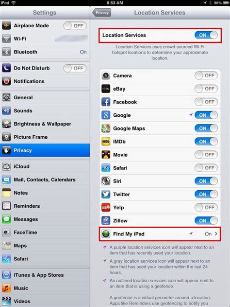 How To Turn Find My Ipad On Or Off Ipad Features Ipad Turn Ons