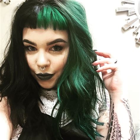 split haircolor black and emerald green grunge waves green hair dye green hair split dyed