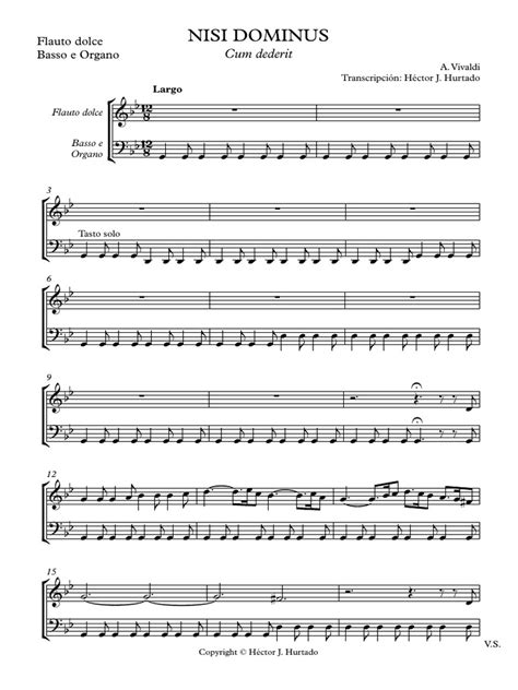 Vivaldi Nisi Dominus Cum Dederit Tenor Recorder E Archi Parte Flauta Pdf
