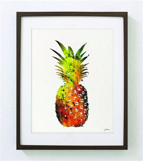 I Love Pineapple Art Watercolor Painting 5x7 By Elfshoppe On Etsy
