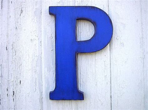 Rustic Wooden Wall Letters P Distressed Cobalt By Lettersofwood 2500