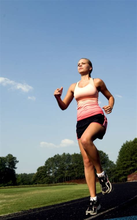Free Picture Young Woman Jogging Running Track