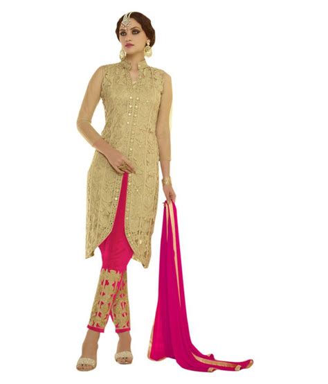 Desi Look Beige Georgette Pakistani Suits Unstitched Dress Material