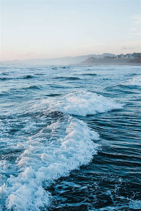 Ocean Wave At Sunset Light Blue Aesthetic Waves Hd Phone Wallpaper