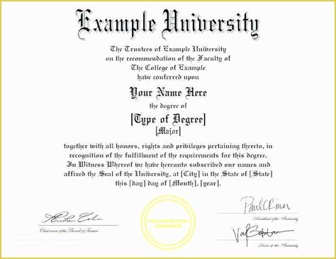 Bachelor Degree Template Free Of Fake Degree Certificate Template Free