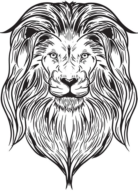 A Lion Head In Black And White Vector Illustration 2267506 Vector Art