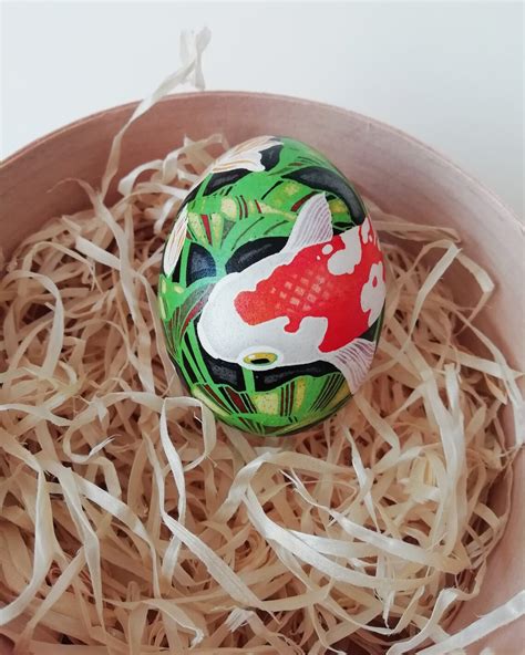 Koi Fish Easter Egg Modern Pysanka Decorated Chicken Egg Etsy